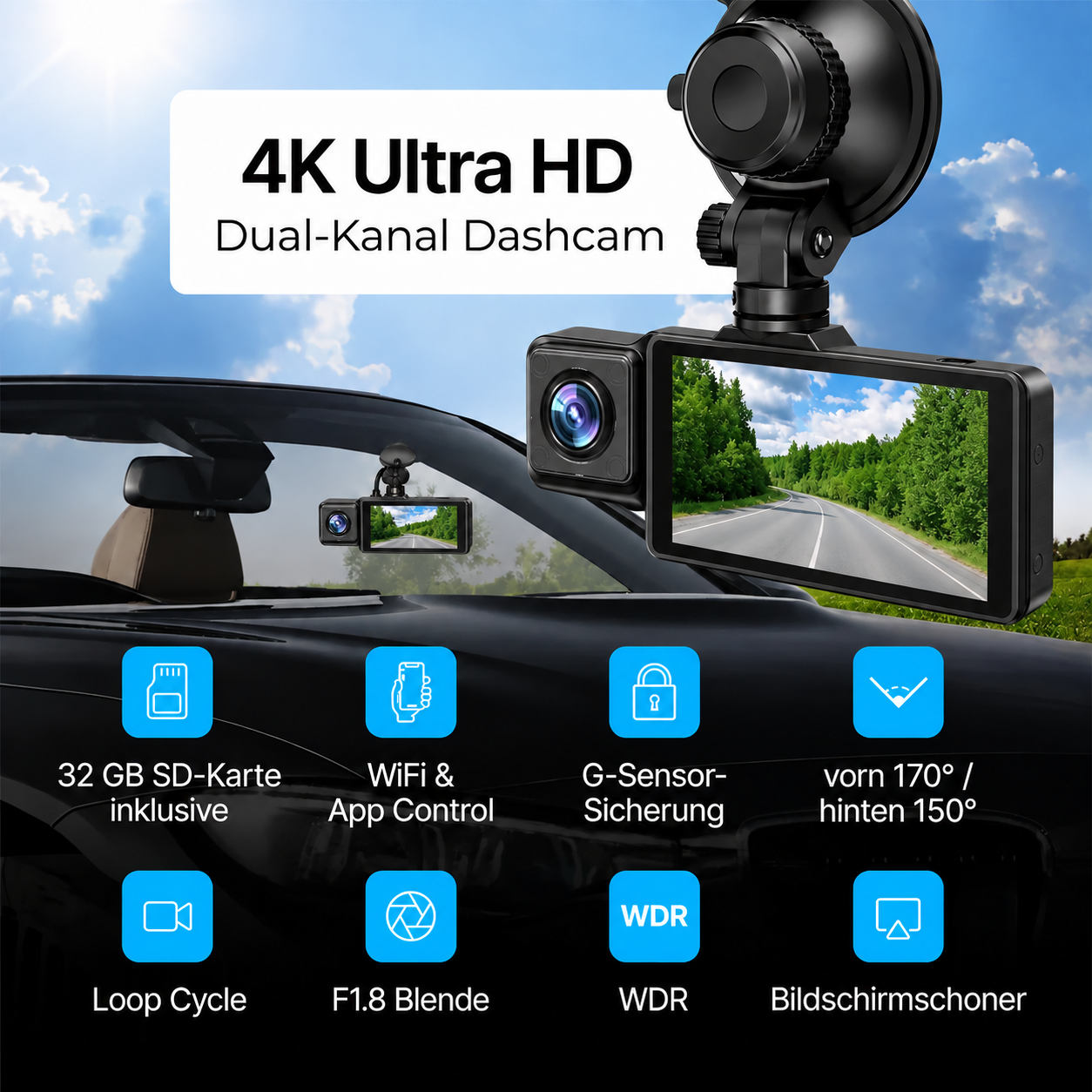 4K Dashcam-3,9 Bildschirm von Heimwert